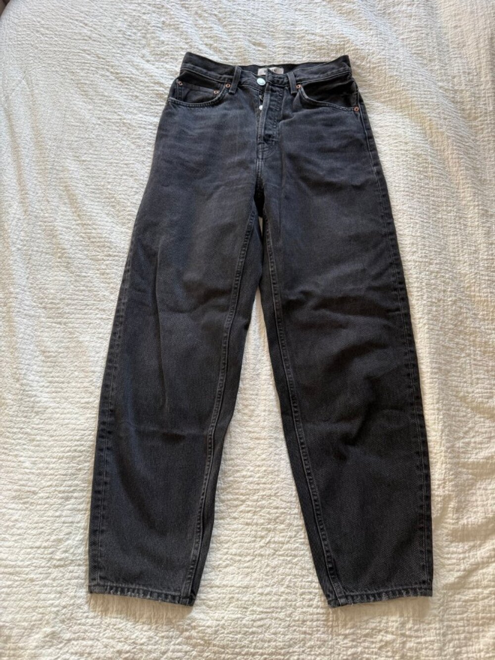 RE/DONE Originals 90s High Rise Loose Jeans Washed Noir Size 25